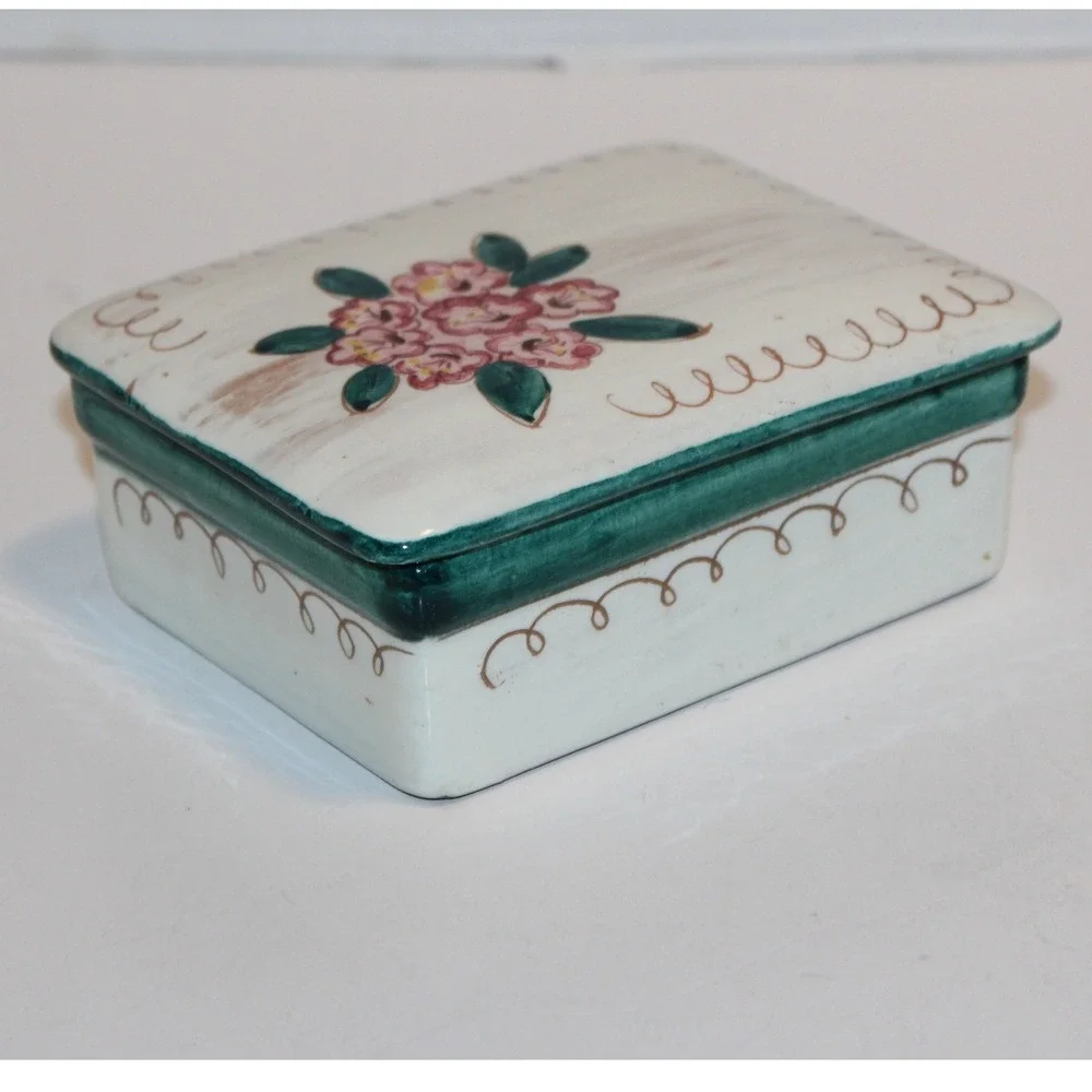 Vintage Stangl Terra Rose Mountain Laurel Trinket Decorative Box with Lid MCM